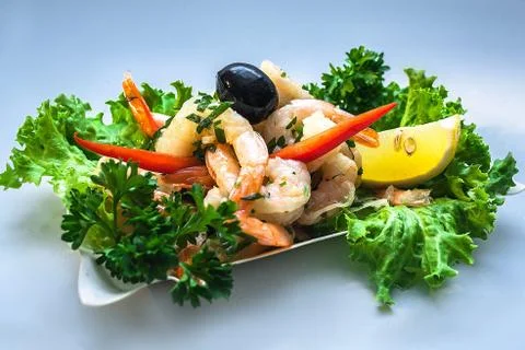 Salad with shrimp Stock Photos