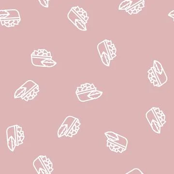 Salad slices pineapple line vector seamless pattern Stock Illustration