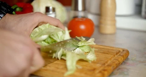 Salad slicing closeup Stock Footage 87252185