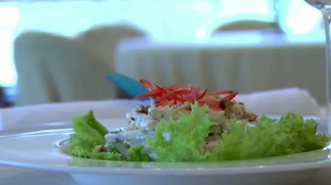 Salad on the table. Dolly camera Stock Footage 22152358