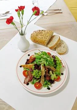 Salad on table Stock Photos