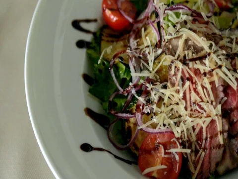 Salad is on the table. slow motion Stock-Footage 76056055