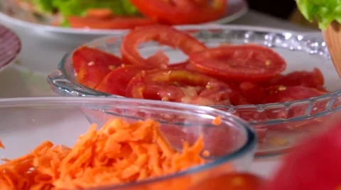 Salad table vegetables Stock Footage 51233554