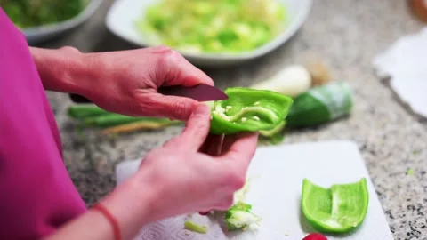 Salad with tomatoes, cucumbers, vegetables and green onions Stock Footage 170079113