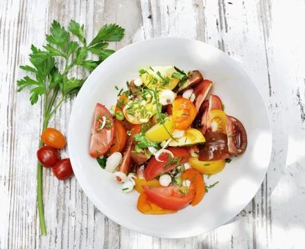 Salad of tomatoes Stock Photos