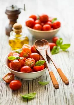 Salad with tomatoes Stock Photos