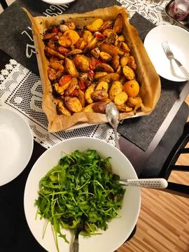 Salad with Vegetables Served on the Table Stock-Fotos