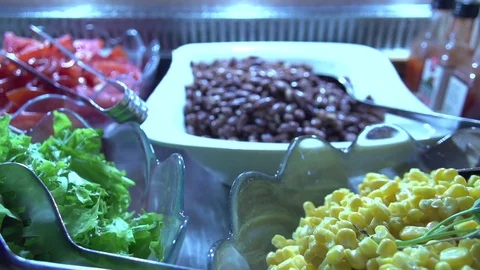 Salad vegetables slow camera pan to the left Stock Footage