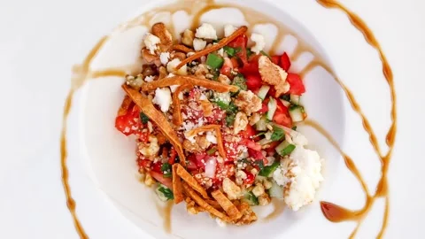 Salad with walnuts vegetables and cheese Stock Footage 310800503