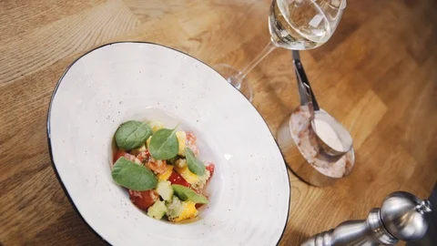 Salad in a white dish macro shot. Stock Footage 112389790