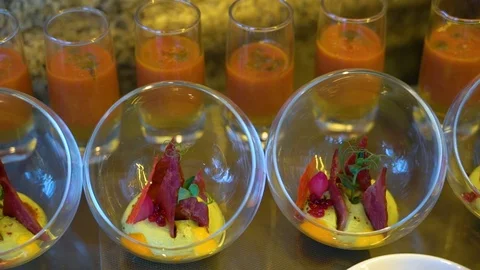 Salads and snacks in the buffet Stock Footage 110787582