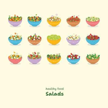 Salads set Stock Illustration