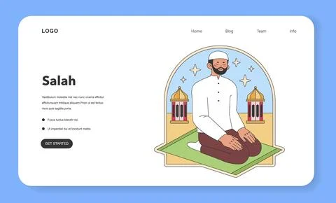 Salah practice illustration. Flat vector image. Illustrazione stock