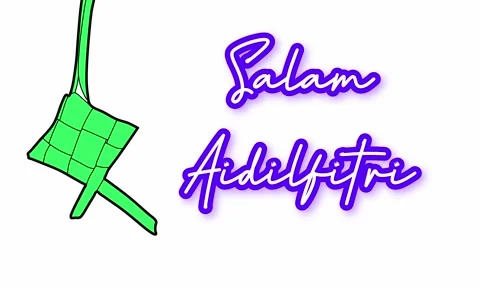 Salam Aidilfitri Comic text with the word appearing. White on background. Stock Footage 302942371