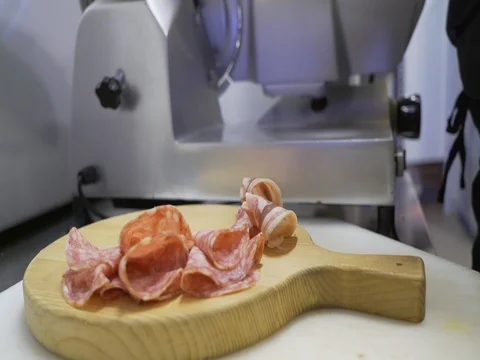 Salami and Cheese appetizer Plate Stock Footage 81120145