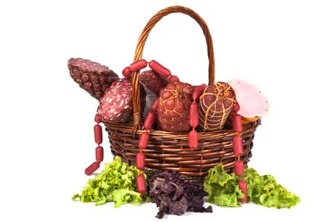 Salami basket Stock Photos