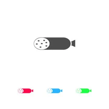 Salami icon flat. Stock Illustration