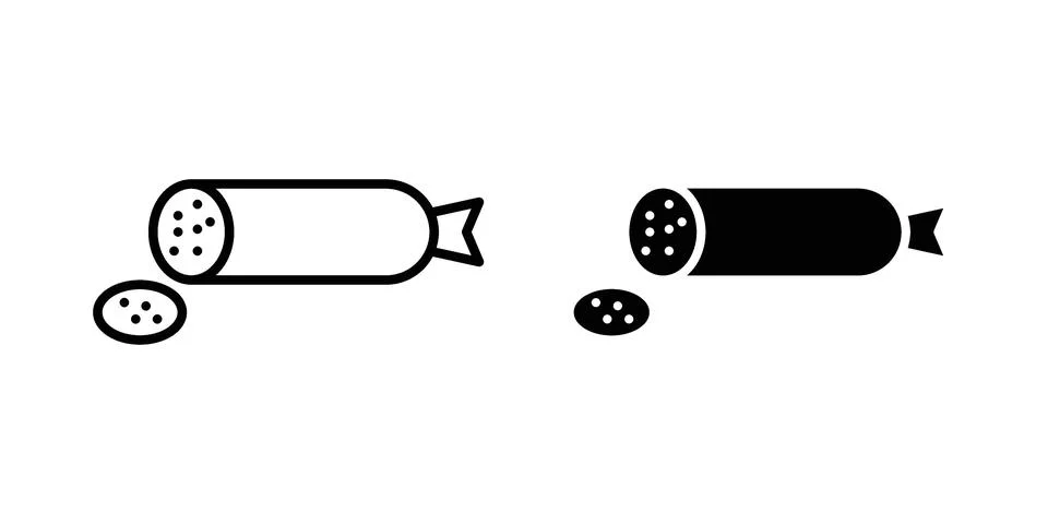 Salami icon linear versions pack on white background Stock Illustration
