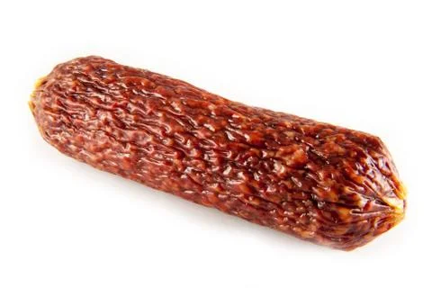 Salami isolated on a white background Stock Photos