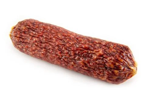 Salami isolated on a white background Stock Photos
