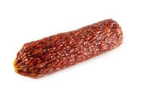 Salami isolated on a white background Stock Photos