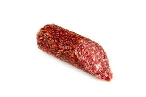 Salami isolated on a white background Stock Photos