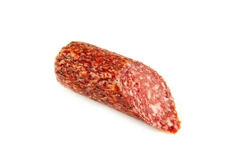 Salami isolated on a white background Foto stock