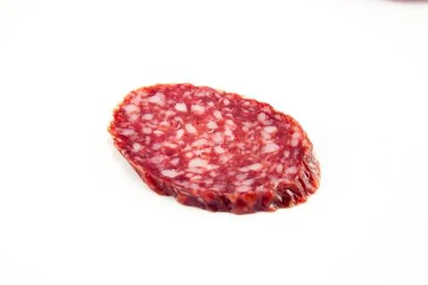 Salami isolated on a white background Foto stock