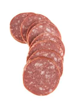 Salami isolated on white background Stock Photos