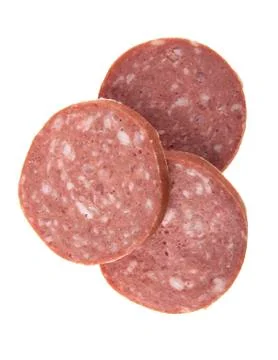 Salami isolated on white background Stock Photos