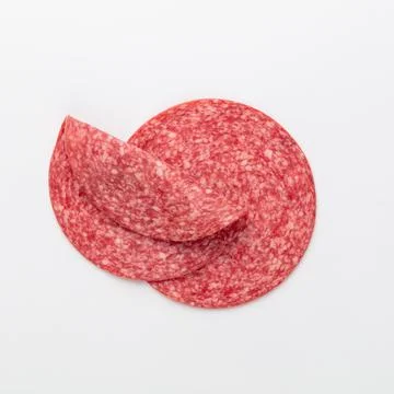 Salami isolated on white background. Stock Photos