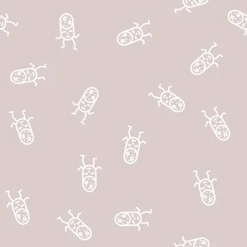 Salami meat character line vector seamless pattern Stock Illustration