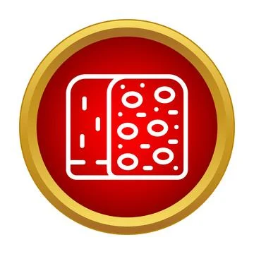 Salami meat slices packaging flat outline icon Stock Illustration
