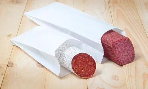 Salami package Stock Photos