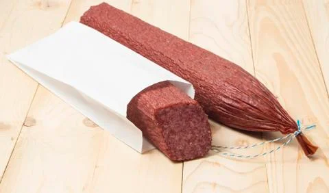 Salami package Stock Photos