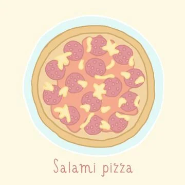 Salami pizza. Stock Illustration
