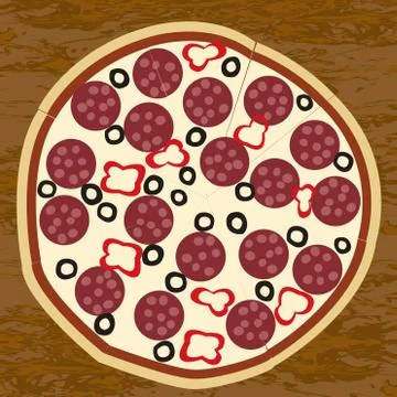 Salami pizza Stock Illustration