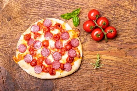 Salami pizza Stock Photos