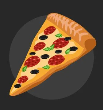 Salami pizza slice Stock Illustration