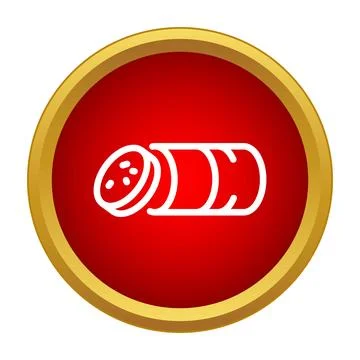 Salami sausage roll vector icon on red button Stock Illustration