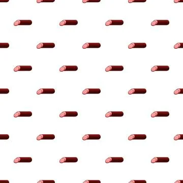 Salami sausage seamless pattern for food background design Stock Illustration