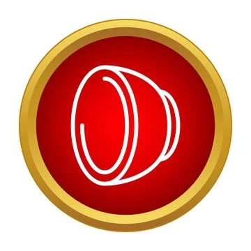 Salami slice outlining icon with red background Stock Illustration