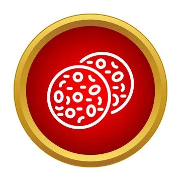 Salami slices flat line icon design Stock Illustration