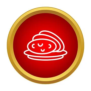 Salami slices icon on red button vector Stock Illustration