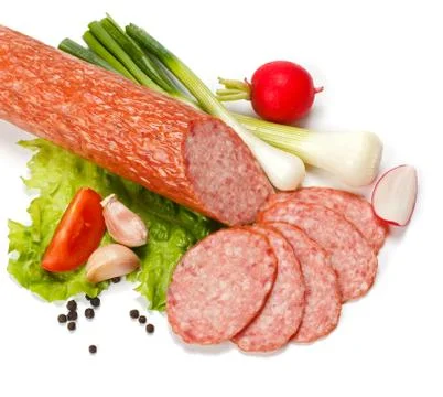 Salami slices Foto stock