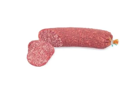Salami on white background Stock Photos