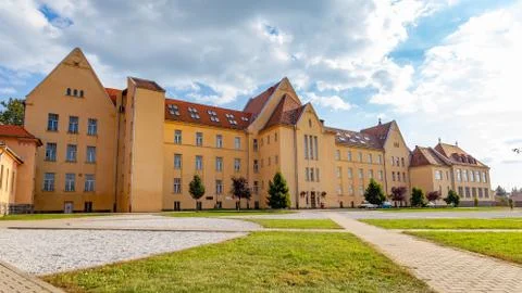 Salamon Erno High School, empty rear yard, Gheorgheni, Harghita , Romania Stock Photos