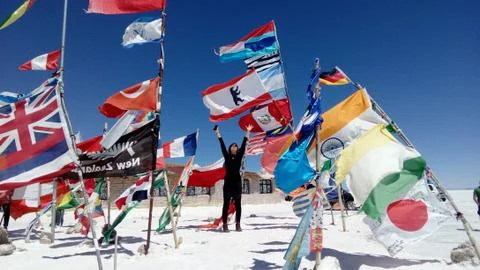 Salar de uyuni flags Stock Photos