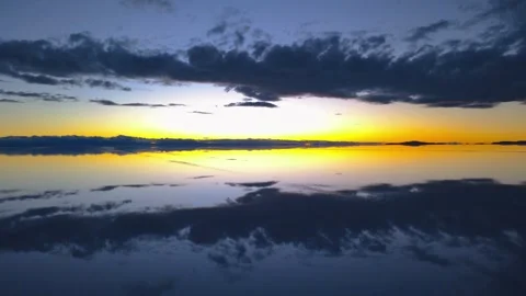 Salar de Uyuni Mirror Sunset Symmetry Blue Hour Bolivia 4K Stock Footage 332176543
