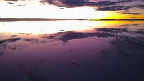 Salar de Uyuni Pink Sunset Mirror Reflections Potosí Bolivia 4K Stock Footage 332176424